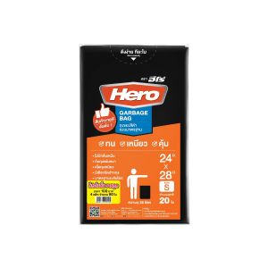ถุงขยะ สีดำ แบบมาตรฐาน ขนาด 24X28นิ้ว (แพ็ก 4X80) HERO