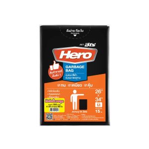 ถุงขยะ สีดำ แบบมาตรฐาน ขนาด 26X34นื้ว (แพ็ก 4X60) HERO