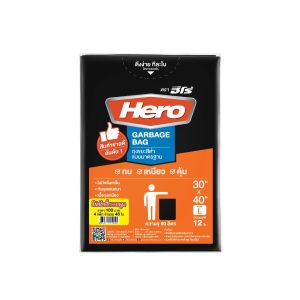 ถุงขยะ สีดำ แบบมาตรฐาน ขนาด 30x40นื้ว HERO